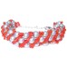 Silver Grey and Red Stripe Beaded Bracelet