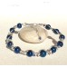 Blue Silver Beaded Wire Bracelet Bangle 5149
