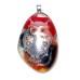 Red White Teardrop Gold Accent Owl Dichroic Pendant