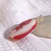 Red White and Silver Dichroic Fused Glass Oval Pendant