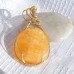 Handmade Pendant - Jade Oval Semi Precious Stone in Golden Setting