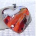Fused Glass Handmade Dichroic Pendant - Stripey Heart
