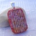 Fused Glass Handmade Dichroic Pendant - Red Sparkly Stripes