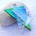 Fused Glass Handmade Dichroic Pendant - Blue Green Gold Triangles
