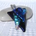 Fused Glass Handmade Dichroic Pendant - Shades of Blue Triangles
