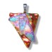 Fused Glass Handmade Dichroic Pendant - Red and Green Textured Triangle