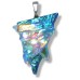 Fused Glass Handmade Dichroic Pendant - Teal Green and Gold