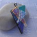 Fused Glass Handmade Dichroic Pendant - Green Red Hint of Purple