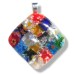 Fused Glass Handmade Dichroic Pendant - Patchwork Millefiori  Diamond