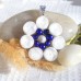 Fused Glass Handmade Dichroic Pendant - White Blue Circles