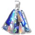 Fused Glass Handmade Dichroic Pendant - Large Blue and Pearl Fan