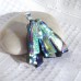 Fused Glass Handmade Dichroic Pendant - Green Gold Cerise Blue Fan