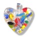 Fused Glass Handmade Dichroic Pendant - Silver Based Heart