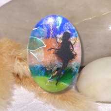 Fused Glass Handmade Dichroic Pendant - Scenic Garden Fairy