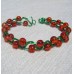 Brown Beads and Green Wire Zigzag Bracelet